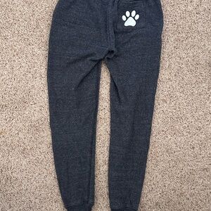 Women’s Gray Fitted Jogger Pants with Paw Print